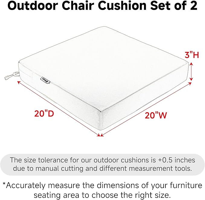 Favoyard Patio Chair Cushions 20 x 20 x 3 Inch Waterproof Outdoor Seat Cushions for Patio Furniture 3-Year Color Fastness Garden Sofa Couch Chair Pads with Handle & Adjustable Straps Set of 2, Spice
