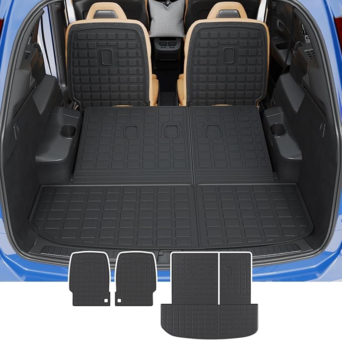 Rongtaod Cargo Mat Compatible with 2020-2025 Hyundai Palisade 7 Seats Trunk Mat Cargo Liner Kick Mat Trunk Liner 2024 Palisade Accessories (2nd&3rd Row Backrest Mats+Trunk Mat)