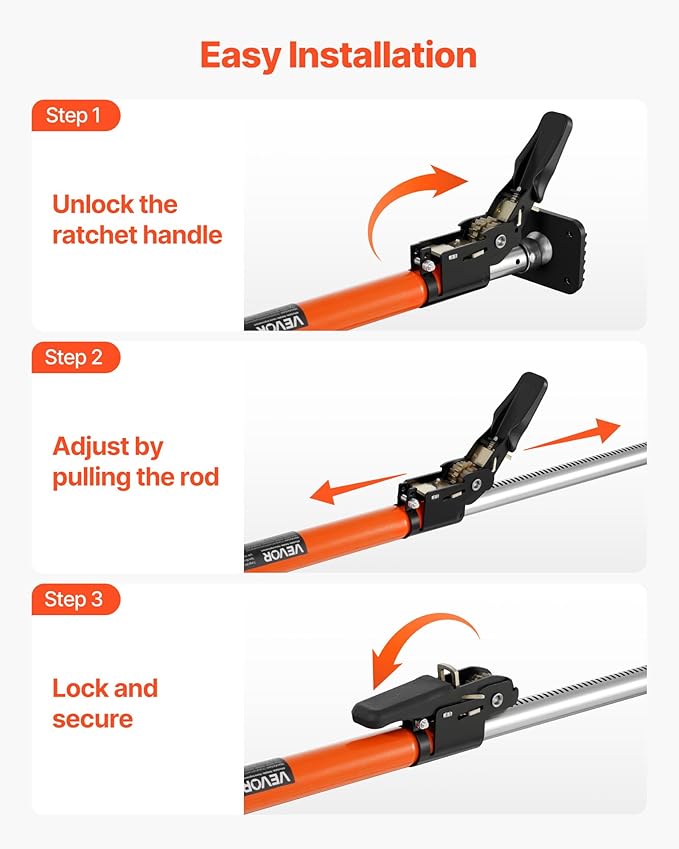 VEVOR Cargo Bar, Cargo Bar Adjustable from 40" to 73", Heavy-Duty Steel Cargos Stabilizer with Storage Net & Non-Slip Foot Pads, Telescoping Load Lock Bars Stop Sliding for SUVs, Sedans