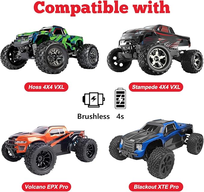 HobbyPark Pre-Glued 2.8" 12mm Hex 1/10 Scale RC Truck Tires and Wheels for Brushless Traxxas Rustler 4x4 VXL Stampede 4x4 2WD Redcat Volcano EPX Pro S30 Blackout XTE Pro(4-Pack)