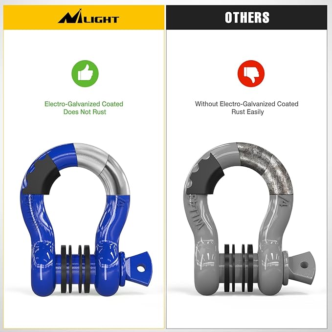 Nilight 2 Pack 3/4" D-Ring Shackle with 7/8" Screw Pin 41,887lbs Break Strength, Heavy Duty Off Road Recovery with Isolators Washers for Use with Tow Strap, Winch, Off-Road Jeep Truck Vehicle