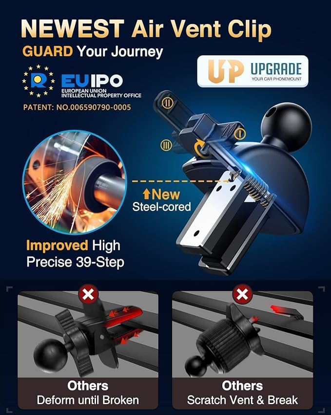 VANMASS【85+LBS Strongest Suction & Military-Grade Ultimate Car Phone Mount【Patent & Safety Certs】 Cell Phone Holder for Dash Windshield Vent for iPhone 17 Pro Max Automobile Accessory Kits,Light Blue