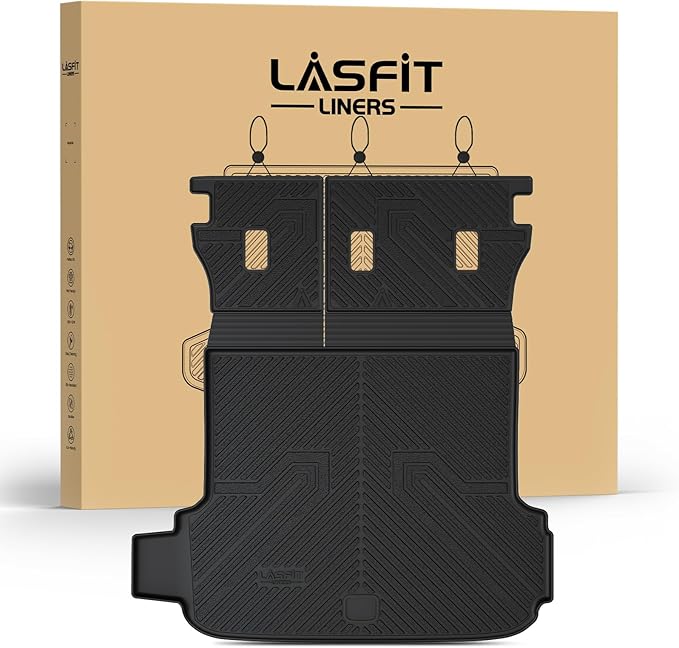 LASFIT Cargo Tray Liner with Backrest Mat for Subaru Outback 2026 Cargo Mat, All Weather TPE Custom Fit Easy Clean Trunk Liner with Seatback Mat for Outback 2026 Trunk Tray, Black