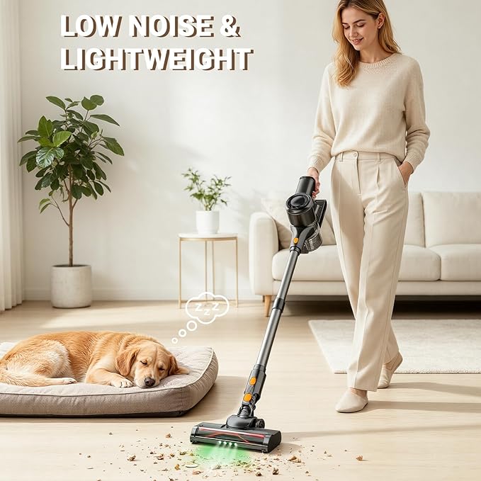 HOLOGO Cordless Vacuum Cleaner,40 Mins Runtime Lightweight Stick Vacuum Cordless,Self-Standing,Powerful Suction, Anti-Tangle Brush,Rechargeable Battery Vacuum for Carpet,Pet Hair,Hardwood Floor