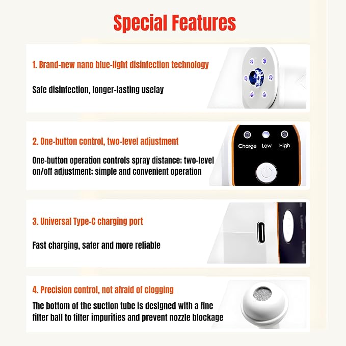 ORIXA Disinfectant Fogger Machine - Professional Sanitizer Sprayer - ULV Atomizer & Nano Steam Gun – Rechargeable Barber Spray Gun with Blue Light