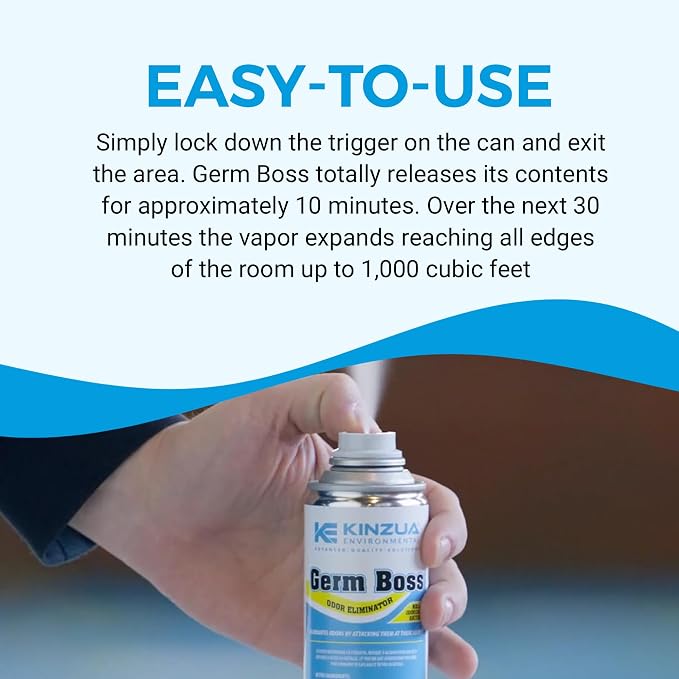 Germ Boss Strong Odor Eliminator, Fast-Acting Cleaning & Deodorizing Fogger, Mold Bomb Fogger for Smell Control with Fresh Scent, Covers Up to 1,000 cu ft, 6 oz