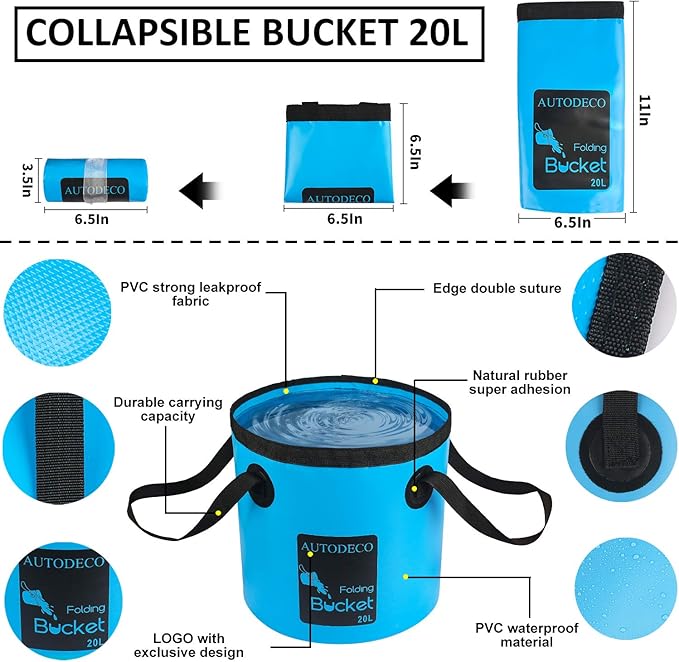 41Pcs Car Cleaning Wash Kit Interior Detailing Cleaner Kit with High Power Handheld Vacuum, Collapsible Bucket, Windshield Tool, Snow Shovel, Tire Brush, Complete Car Care Tools, Blue