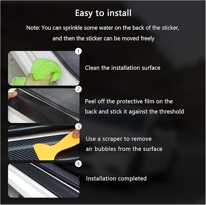 Dickno 4 PCS Car Door Sill Protector, 3D Carbon Fiber Auto Door Entry Edge Guard Protection Trim, Anti-Scratch Threshold Cover Strips, Sill Protection Sticker for Car SUV Truck (Wine Red)