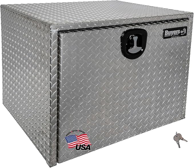 Buyers Products 1705133 Diamond Tread Aluminum Underbody Truck Tool Box, 24 x 24 x 30, Made in USA, .100 in. Thick, Corrosion-Resistant, Locking Compression Latch, Secure Storage for Work Trucks