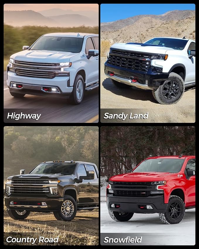 Tow Hook Covers Compatible with Chevy Silverado 1500,Custom Front Accessories for Silverado 1500 2007-2025,Unique Design,Anti-Rust & Weather Protection,Easy No-Tool Install (Red)