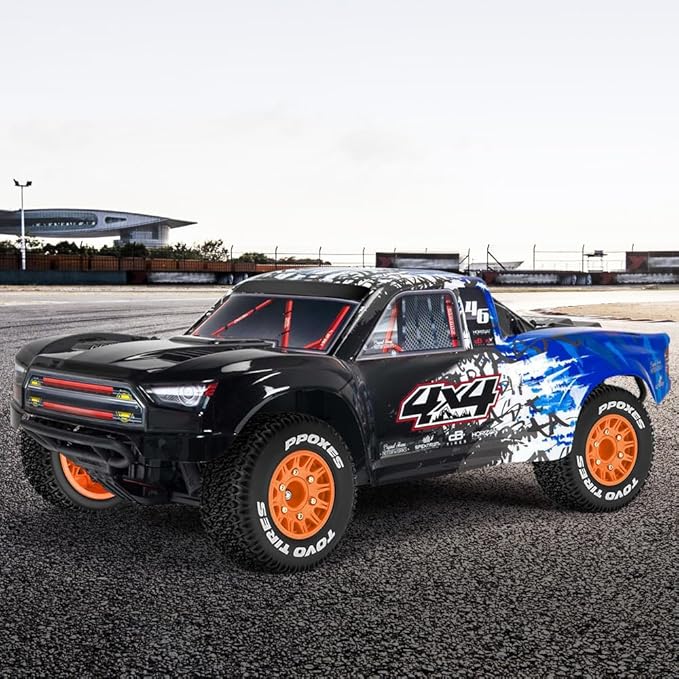 GLOBACT 12mm/14mm Hex RC Wheels and Tires 1/10 RC Truck Tires for Arrma Senton Fury Slash Axial Losi Redcat Rc4wd Hex Detachable Replacement (Orange 4PCS)