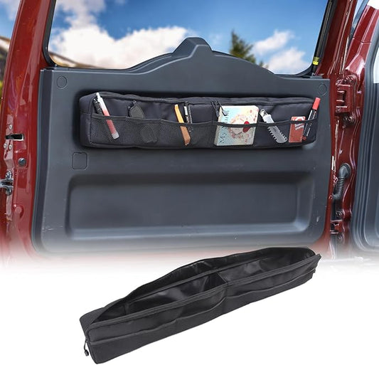 Car Trunk Organizer Compatible with Toyota FJ Cruiser 2007-2021, Back Door Panel Storage Organizer Multi-Compartment Oxford Cloth Car Storage Bag Space Saving (Black)