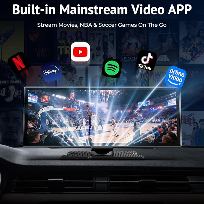 Wireless CarPlay Screen with Net-Flix YouTube, 1080P HD Touchable 10.26-inch Screen and AHD Backup Camera, Compatible with Apple CarPlay & Android Auto, Bluetooth, TF, FM, Siri