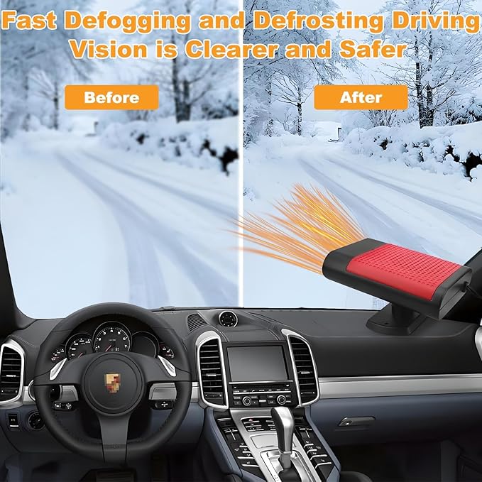 Car Heaters for Vehicle,12V Car Heater Portable Car heater that Plugs into Cigartte Lighter,360° Rotatable Fast Heating Windshield Defroster,2-in-1 Fast Heating & Cooling (Red)