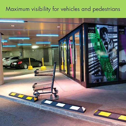 Checkers Park-It® 6 Foot Long 100% Recycled Rubber ADA Compliant Handicap Parking Stop, 6' x 6" x 4", Parking Lot Curb Wheel Stopper, Highly Visible Blue/White, GNRS1620WB