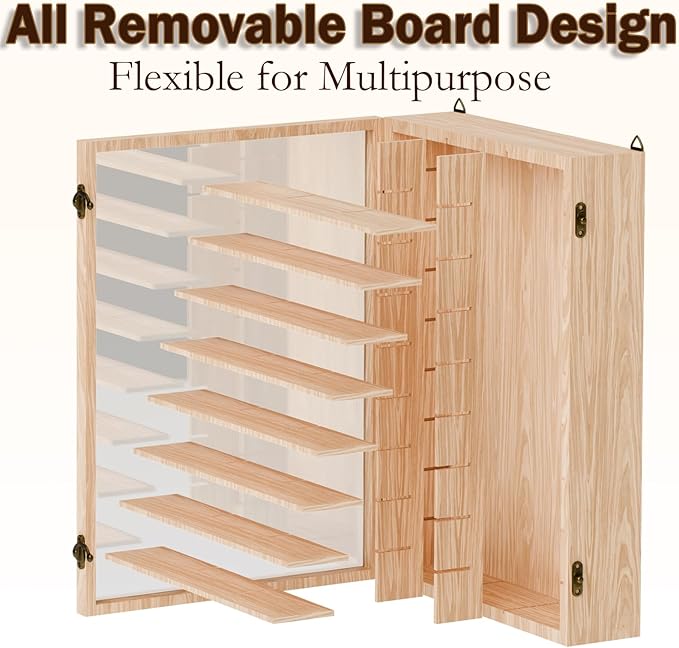 2 Pack Hot Wheels Storage Display Case Wall Mounted, Wooden Hotwheels Toy Car Storage 1/64 Display Case Shelf Organizer for 54 Hot Wheel Model Car (2, WoodColor, Only Case)