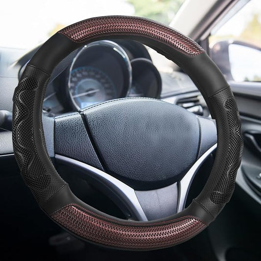 DaisyInner 18 Inch Semi Truck Steering Wheel Cover Heavy Duty Leather Wheel Comfy Grip Cover Anti Slip Car Accessory Fits Rv, Big Rig 18 Wheeler and Pickup (Black, Classic Style)