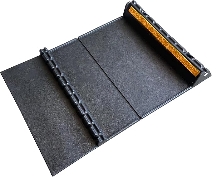 Car Parking Guide Mat, Durable Self Adhesive Anti-Skid Rubber Parking Mat, Wheel Stopper, 2 Pack FoldingTire Guides for Cars, Trucks, 23.6''x15.7''x2.8'' Black with Reflective Strips