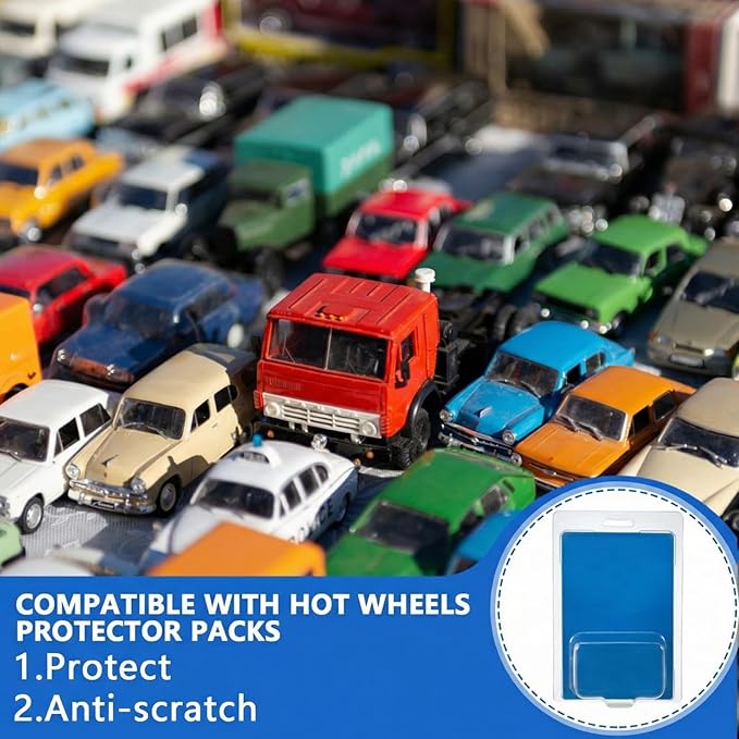 Wesiti 120 Pcs Protector Case Compatible with Hot Wheels Plastic Model Car Clamshell Cases Display Clear Protective Car Blister Pack Covers for Storage, 7.5 x 5 x 2 Inch