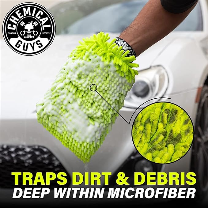 Chemical Guys CWS_101_16W Car Wash Starter Bundle - Maxi-Suds II Foaming Car Wash Soap, 16 oz, Cherry Scent + Green Chenille Wash Mitt (2 Items) Works on Cars, Trucks, SUVs, RVs & More