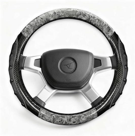 Semi Truck Steering Wheel Cover, 18 Inch Heavy Duty Anti-Slip Grip | Fits most 17.5-18 in semi truck, bus and RV wheels; X-large heavy duty cover with anti-slip grip and carbon fiber look