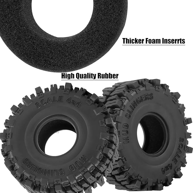 1.0 RC Wheels RC Truck Tires for 1/18 1/24 TRX4M,SCX24,FCX24 RC Crawler,Alloy 1.0‘’ Beadlock RC Truck Tires RC Wheels (4pcs Gold)