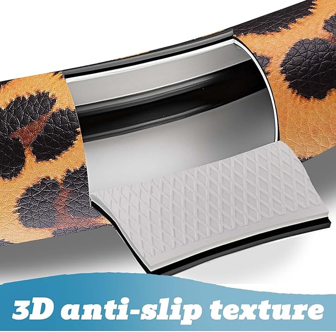 Universal Leather Leopard Cheetah Steering Wheel Cover Women 14.5-15 inch Leopard car Accessories Western Anime Brown Cute Wheel Cover Hip Hop Anti-Slip Car Protecter for Men