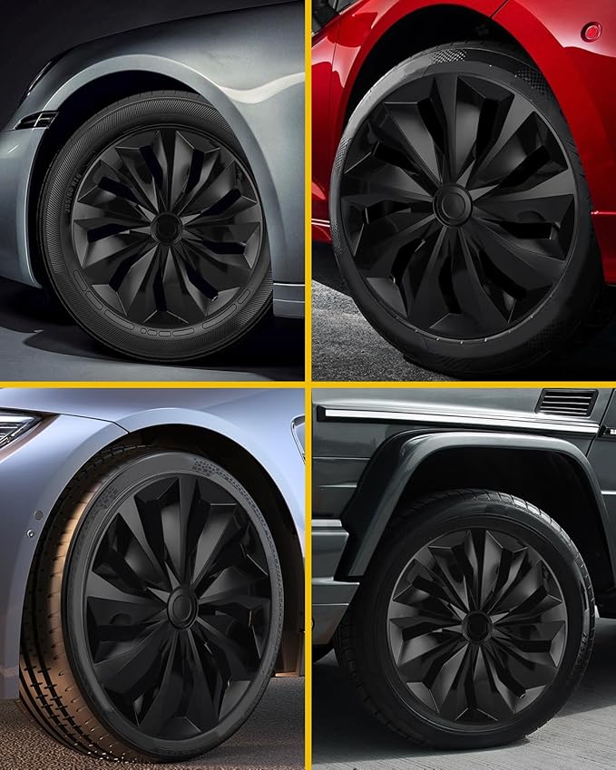 ABX Hubcaps,16 inch hubcaps Set of 4, Wheel Rim Cover ABS Material, Snap On Car Truck SUV Replacement, for Toyota Camry Nissan Mazda etc, Black