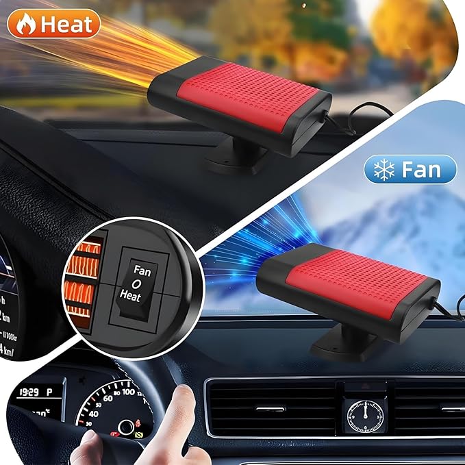 Car Heaters for Vehicle,12V Car Heater Portable Car heater that Plugs into Cigartte Lighter,360° Rotatable Fast Heating Windshield Defroster,2-in-1 Fast Heating & Cooling (Red)