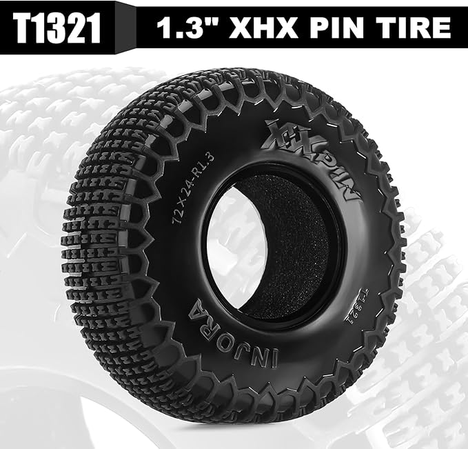 INJORA 1.3" XHX Pin Tires for TRX4M SCX24, 72 * 24mm, S5 Compound, 4PCs(T1321)