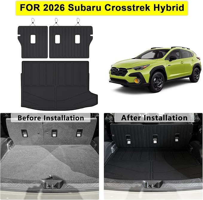 Floor Mats for The New 2026 Subaru Crosstrek Hybrid (Not Fit Gas) & Cargo Mat & Backrest Mat, TPE All Weather Protection Floor Liners with 2nd Row Covering The Backrest Full Set Accessories