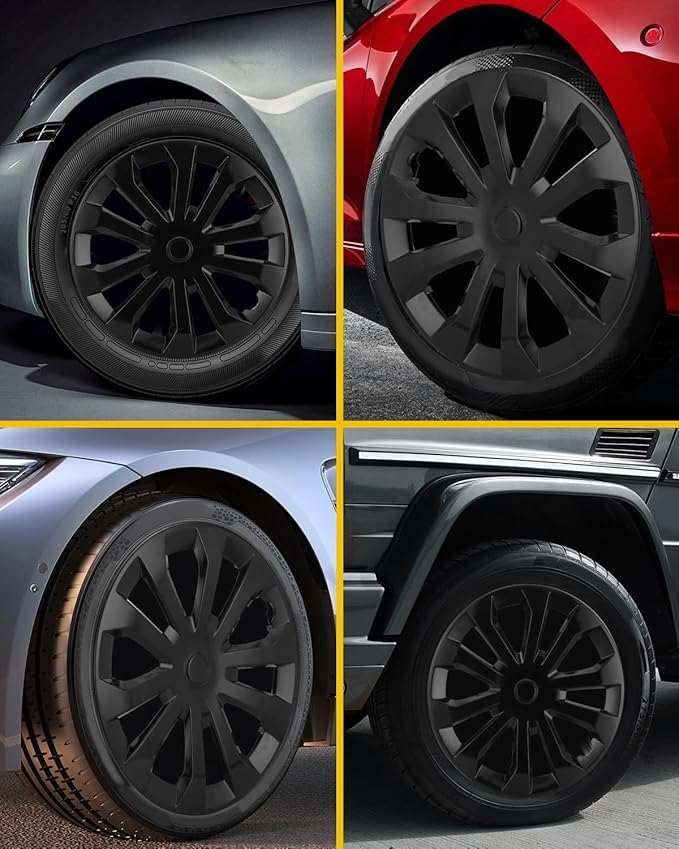 ABX Hubcap Wheel Covers Hub Caps 16 Inch Set of 4 Black Universal Wheel Rim Cover R16 Stylish Car Decor Wheel Covers for Toyota Camry Nissan Mazda (black-10, 16 inch)