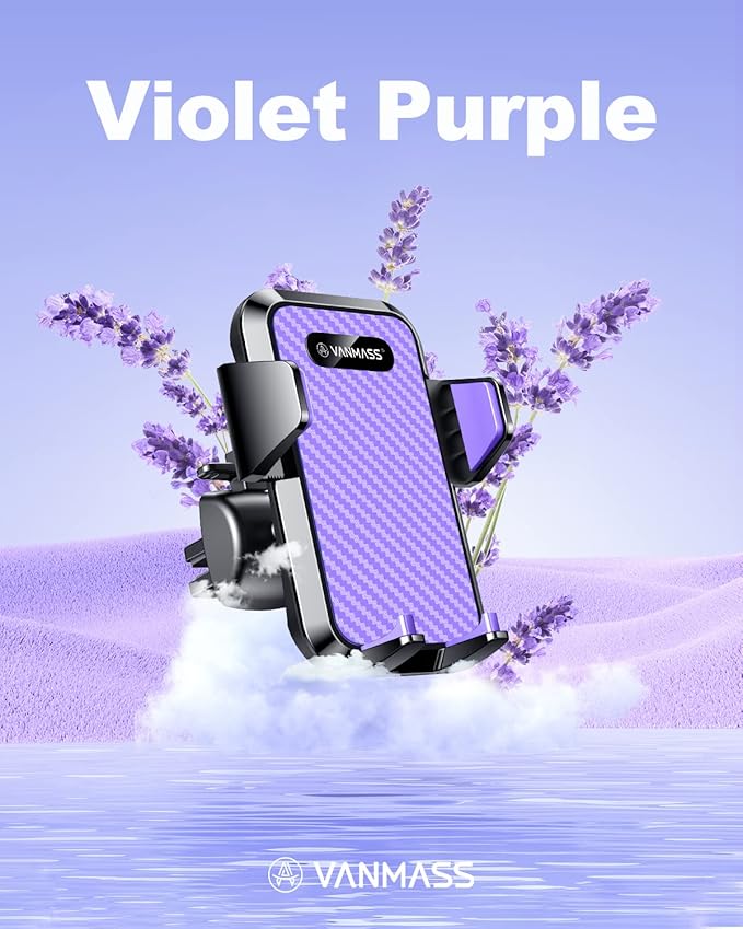 VANMASS【85+LBS Strongest Suction & Military-Grade Ultimate Car Phone Mount【Patent & Safety Certs】 Cell Holder Truck for Dash Windshield Vent for iPhone 17 Pro Max Automobile Accessory Kits,Purple
