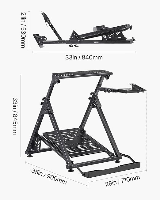VEVOR Racing Wheel Stand, Adjustable & Foldable Simulator Stand for Logitech G923 G920 G29 G27, Thrustmaster T300RS TX F458 T500RS T3PA-PRO(F1/GT) Gaming Cockpit,Pedals Simulator NOT Included