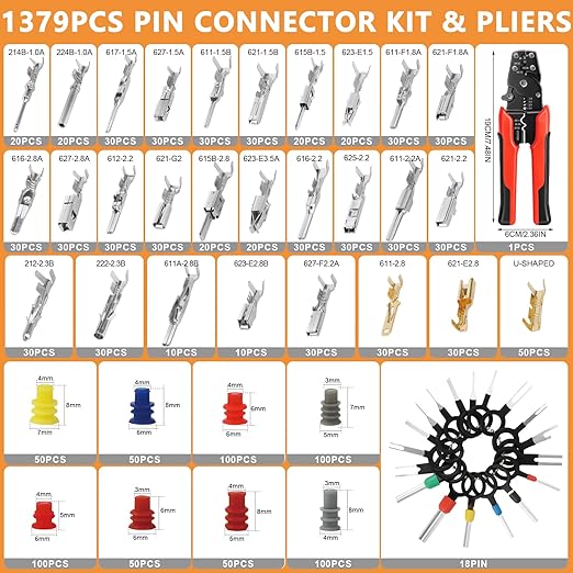 1398Pcs Automotive Electrical Connectors Kit, 28 Types Electrical Terminal Pins Kit with Crimp Tool, Relay Fuse Remover & Car Disassembly Tool, Male/Female Wire Terminals for Professional Auto Repair