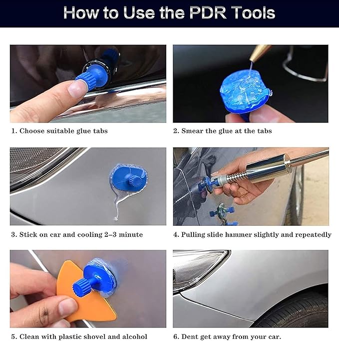 Paintless Dent Repair Kit for Vehicles, Heavy Duty Dent Puller Slide Hammer Kit Paintless Dent Removal Tool for Car Body Repair with 20PCS Suction Cup and Screw Tip