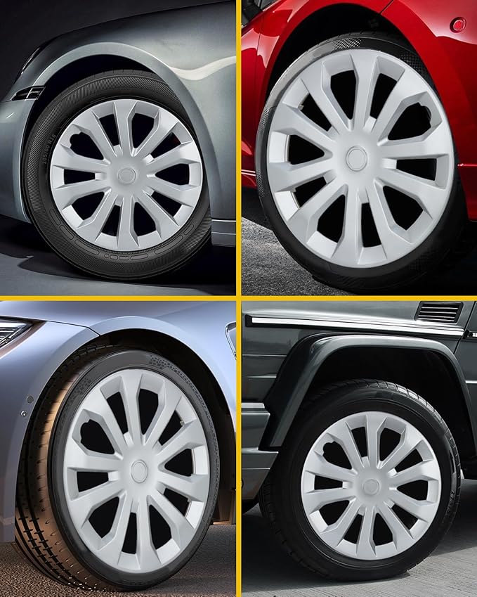 ABX Hubcap Wheel Covers Hub Caps 16 Inch Set of 4 Silver Universal Wheel Rim Cover R16 Stylish Car Decor Wheel Covers for Toyota Camry Nissan Mazda (silver-04, 16 inch)