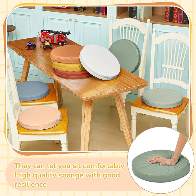 Juexica 8 Pcs Extra Thick Flexible Seating Floor Cushion Assorted Colored Floor Pillow Classroom Seat Cushion Soft Classroom Seating for Kid Learning(Boho Color,13.8 x 13.8 x 2 Inch,Round)