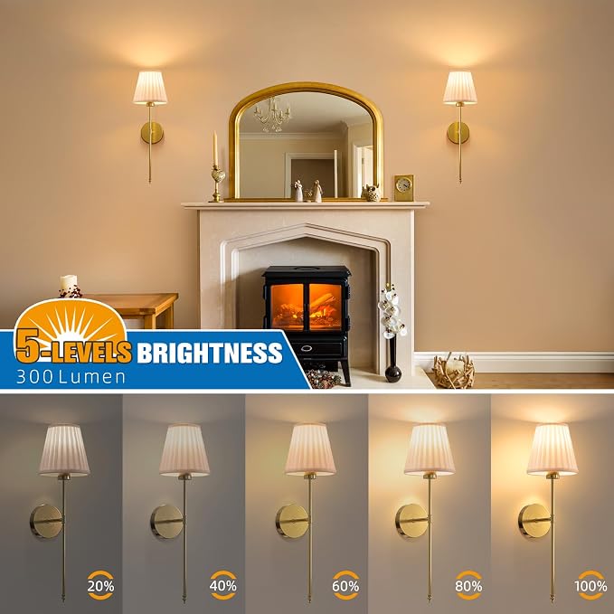 NIORSUN Battery Operated Wall Sconce Set of 2,Beige-Gold Rechargeable Wall Lights with 10400mAh Dimmable Bulbs and Remote, 9 Colors Wireless Wall Lamps for Bedroom Living Room Hallway