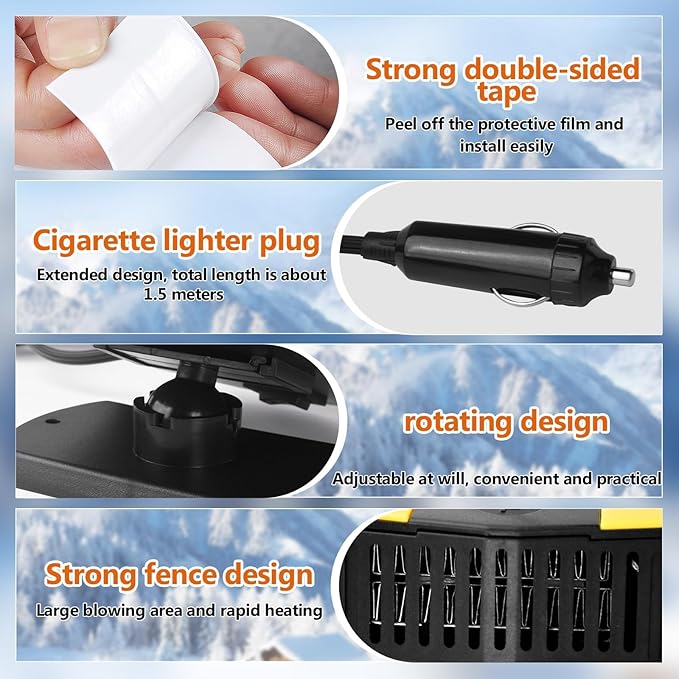 2026 New Upgraded Portable Car Heater, 12V Portable Fast Heating & Cooling Fan, 2-in-1 Auto Windshield Defroster, That Plugs into Cigarette Lighter, 360° Rotary Portable Car Heaters