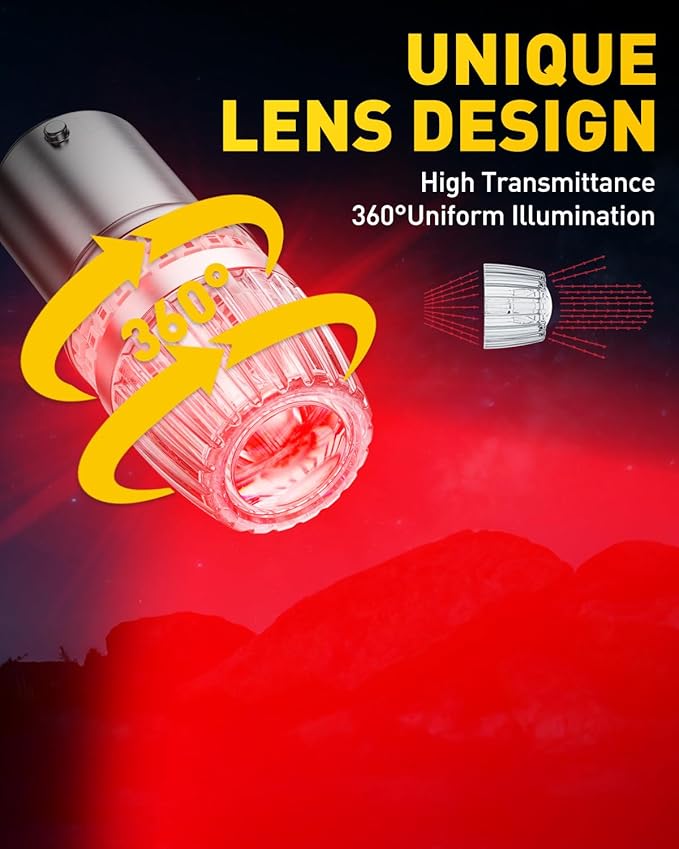 AUXITO Latest 1156 LED Bulbs Red Brake Lights Tail Lights, 700% Brighter 7506 BA15S P21W 1141 1003 LED Bulbs with Projector for Stop Third Brake Backup Reverse Tail Turn Signal Marker Light, Pack of 2