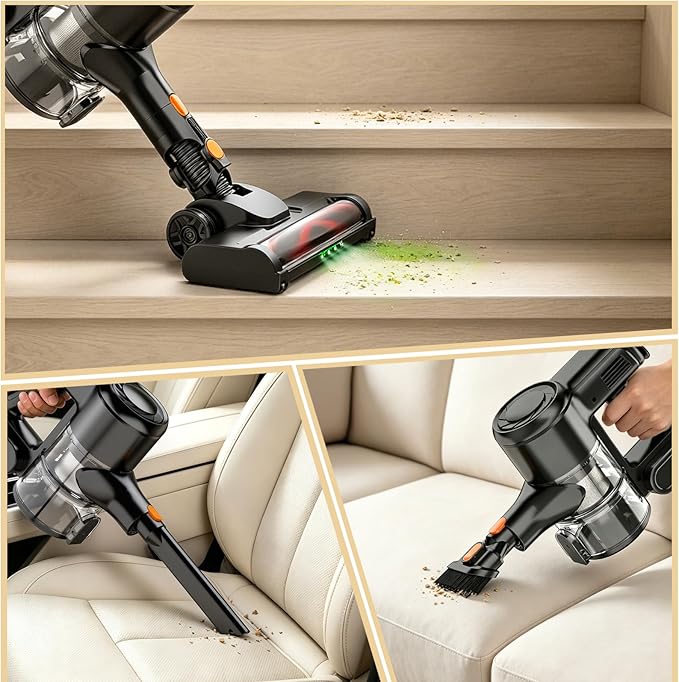 HOLOGO Cordless Vacuum Cleaner,40 Mins Runtime Lightweight Stick Vacuum Cordless,Self-Standing,Powerful Suction, Anti-Tangle Brush,Rechargeable Battery Vacuum for Carpet,Pet Hair,Hardwood Floor