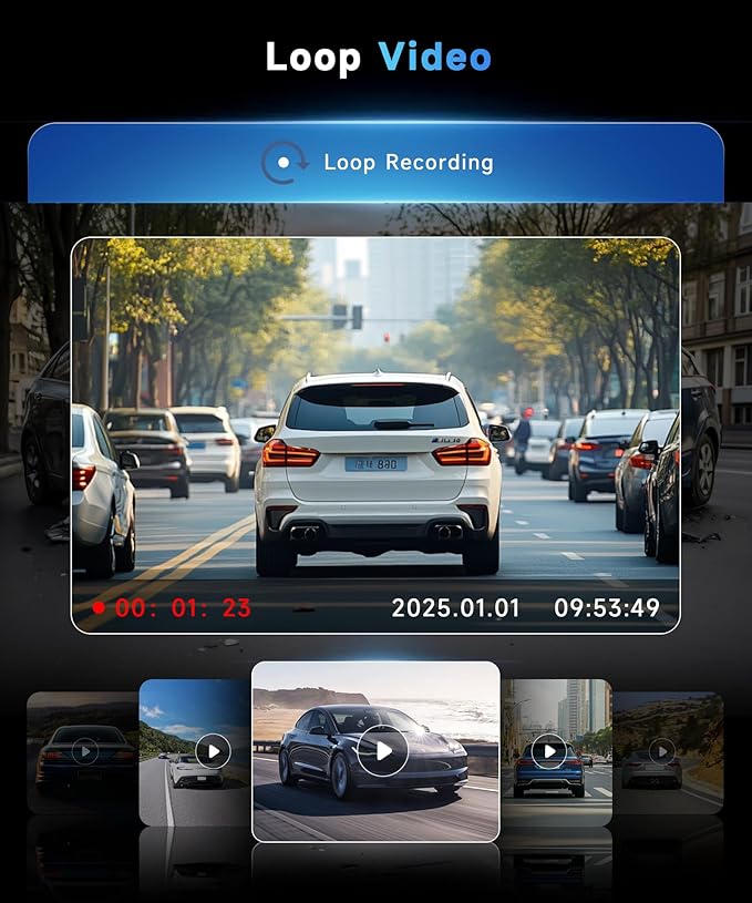 4 Channel 360° Dash Cam Front and Rear Inside Left Right, 3.16 Inch FHD 1080P IPS Dashcam Supports Night Vision, Loop Recording, 24/7 Recording Parking Mode Monitor, Reverse View