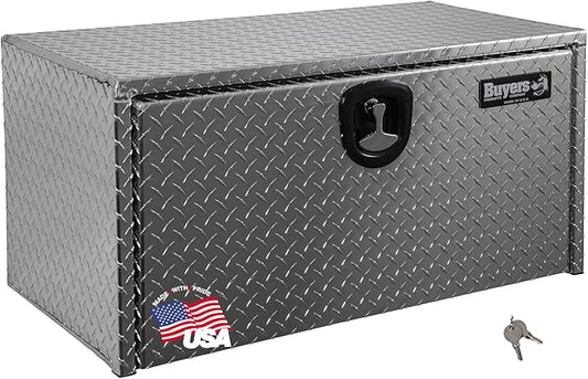 Buyers Products 1705135 Diamond Tread Aluminum Underbody Truck Tool Box, 24 x 24 x 36, Made in USA, .100 in. Thick, Corrosion Resistant, Locking Compression Latch, Secure Storage for Work Trucks