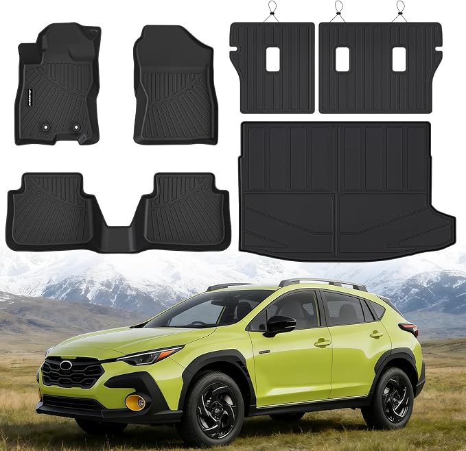 Floor Mats for The New 2026 Subaru Crosstrek Hybrid (Not Fit Gas) & Cargo Mat & Backrest Mat, TPE All Weather Protection Floor Liners with 2nd Row Covering The Backrest Full Set Accessories