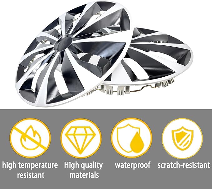 ABX Hubcap Wheel Covers Hub Caps 15 Inch Set of 4 Black & Silver Universal Wheel Rim Cover R15 Stylish Car Decor Wheel Covers for Toyota Camry Nissan Mazda (black-01, 15 inch)