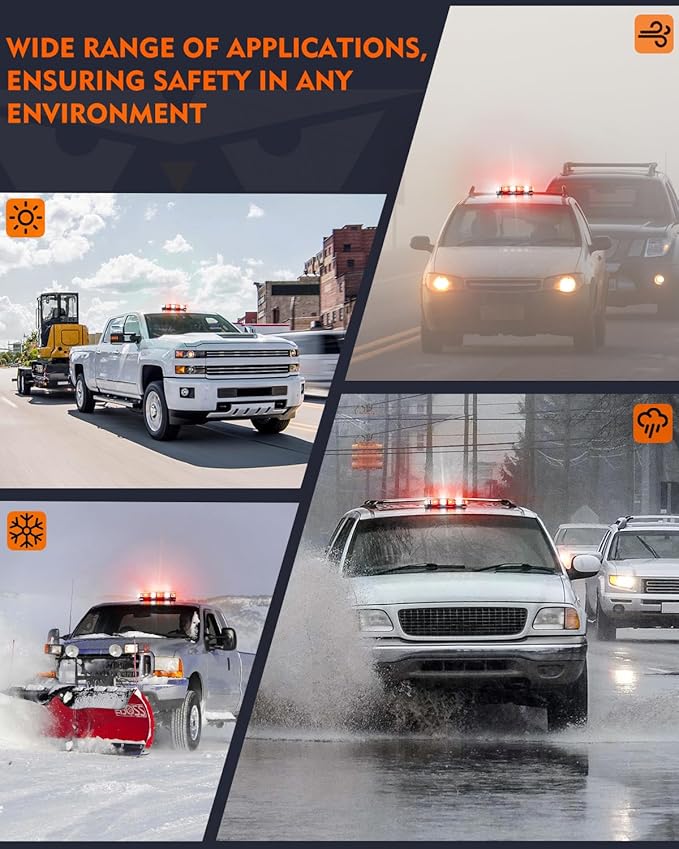 LUMENIX LED Roof Top Strobe Beacon Light Bar Rooftop Security Warning Emergency Flashing Plow Lights for First Responder Firefighter Vehicles Fire Trucks Cars Snowplow - Red White
