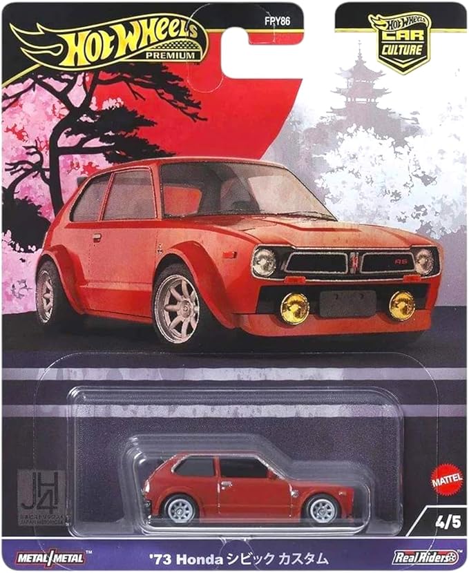 Hot Wheels Premium Car Culture Japan Historics 4 FPY86-961B: Complete 5-Car 1:64 Die-Cast JDM Set ('64 Prince Skyline GT, '72 Corolla Levin TE27, '73 Civic Custom, Mazda RX-3, Nissan Fairlady Z)