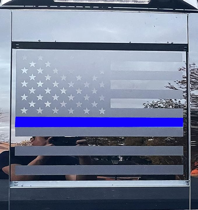 Xinghe for Dodge Ram 2009 to 2024 2025 2026, American Flag Decals Stickers for Truck Back Middle Window, Matte Black USA Flag Decal