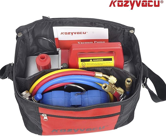 AUTO AC Repair Complete Tool Kit with 1-Stage 3.5 CFM Vacuum Pump, Manifold Gauge Set, Hoses and its Acccessories